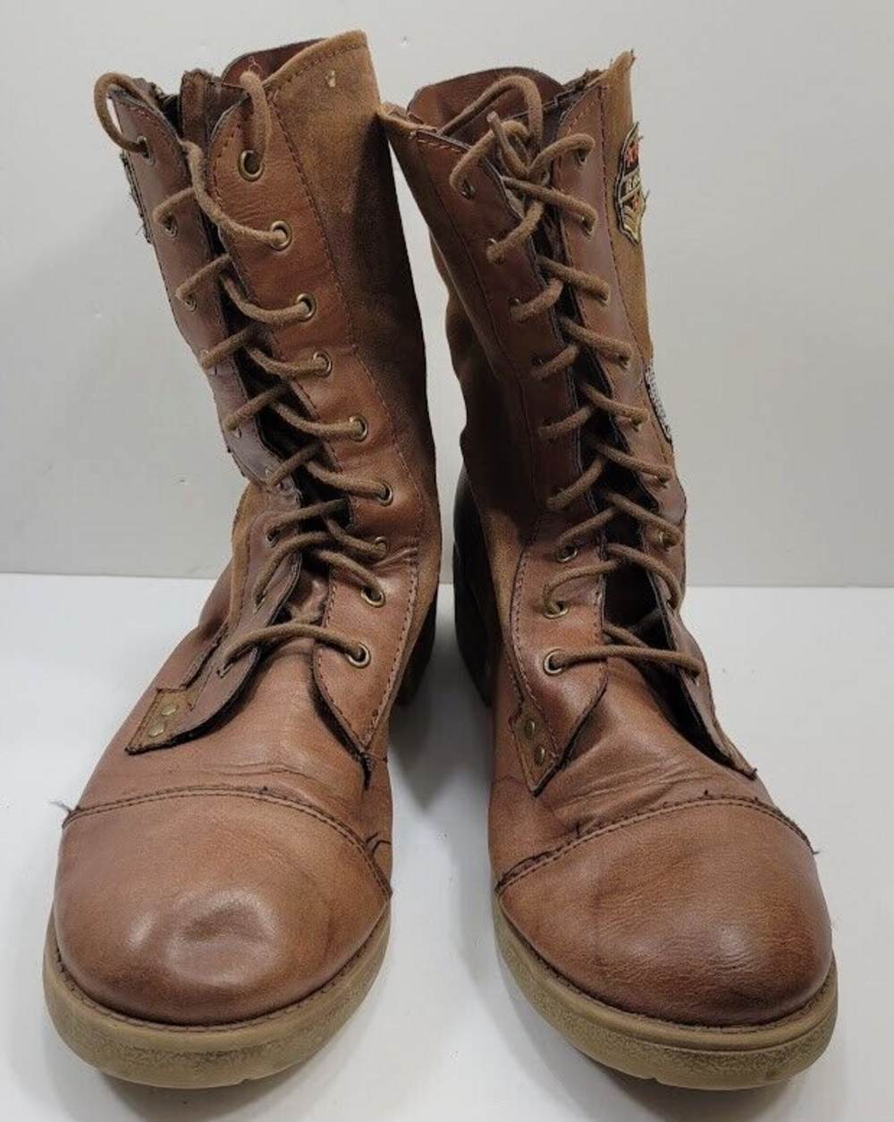 Rock & Candy Womens 10M Hettie Combat Boots- Lace up with zipper on its side